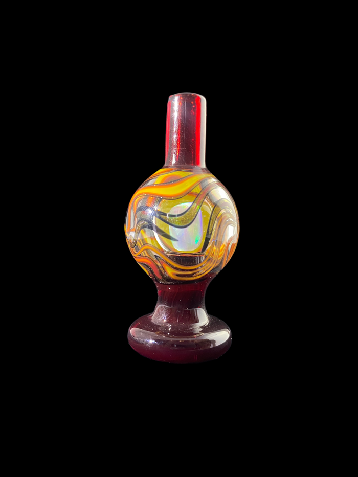 Soup Glass Wig Wag Encased Opal Bubble Cap, Assorted Colors, Enhanced Dab Rig, Opal Encasing, Vibrant Wig Wag Patterns