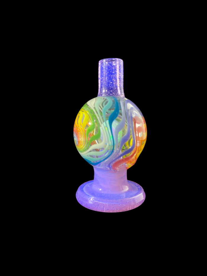 Soup Glass Dab Rig Bubble Cap, Wig Wag Encased Opal, Assorted Colors, High-Quality, Enhanced Dabbing