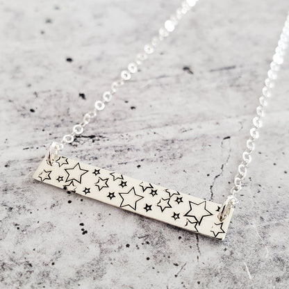 Star Lover Bar Necklace - Minimalist Celestial Jewelry for Women - Classic Night Sky Gold Necklace - Gold Layering Necklace Birthday Gift