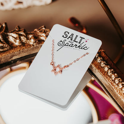 Star of David Crystal Necklace | Dainty Magen David Pendant for Her Salt and Sparkle