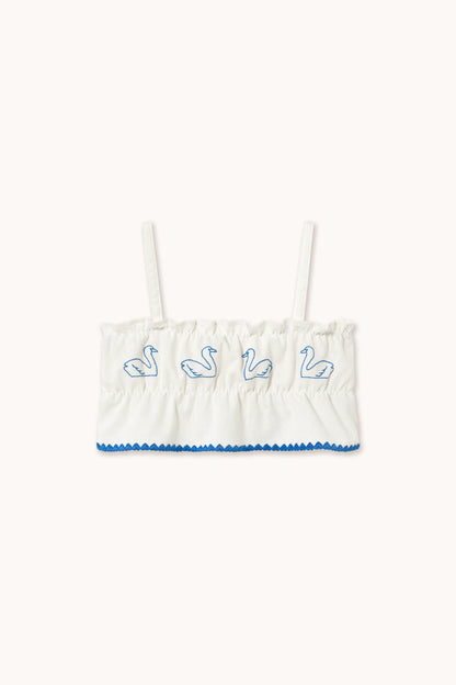 Swans Bows Linen Top in Off White