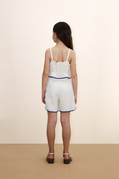 Swans Bows Linen Top in Off White