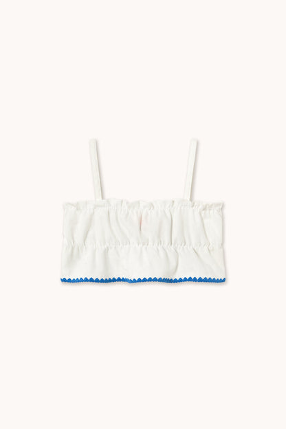 Swans Bows Linen Top in Off White
