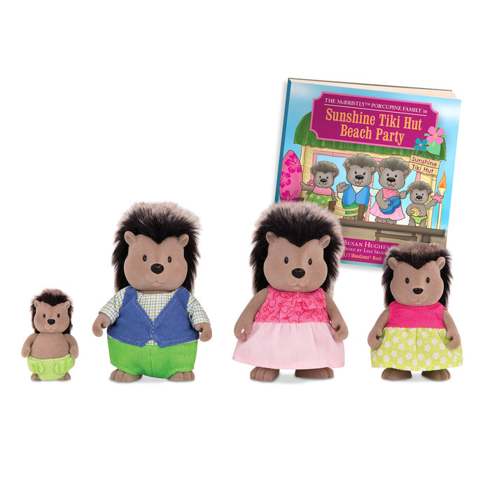 Miniature porcupine figurine set with storybook