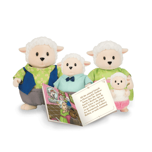 Miniature sheep figurine set with storybook