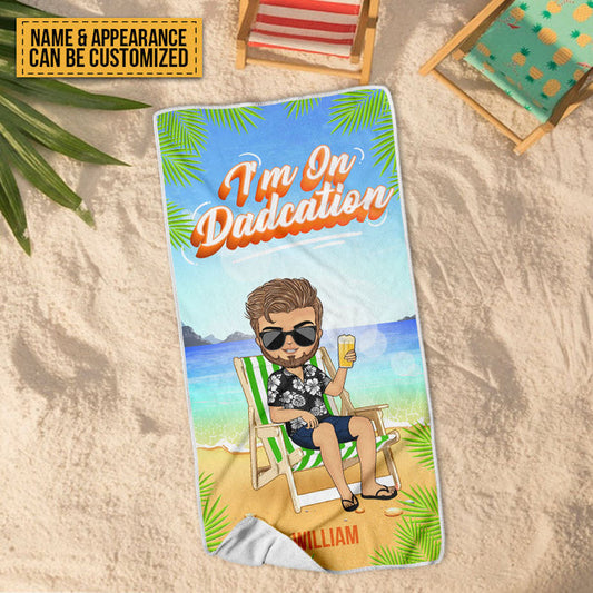 Traveling On Dadcation - Gift For Father - Personalized Custom Beach Towel