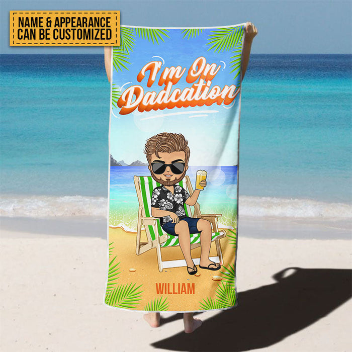 Traveling On Dadcation - Gift For Father - Personalized Custom Beach Towel