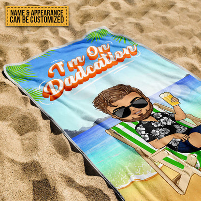 Traveling On Dadcation - Gift For Father - Personalized Custom Beach Towel