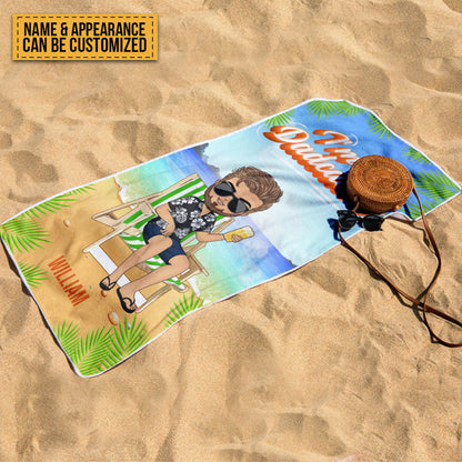 Traveling On Dadcation - Gift For Father - Personalized Custom Beach Towel