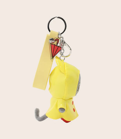 Umbrella and Raincoat Cat Keychain