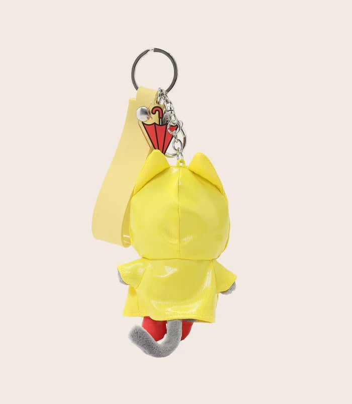 Umbrella and Raincoat Cat Keychain