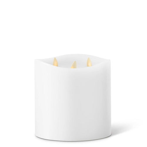 White Wax Luminara 3 Flame Indoor Pillar