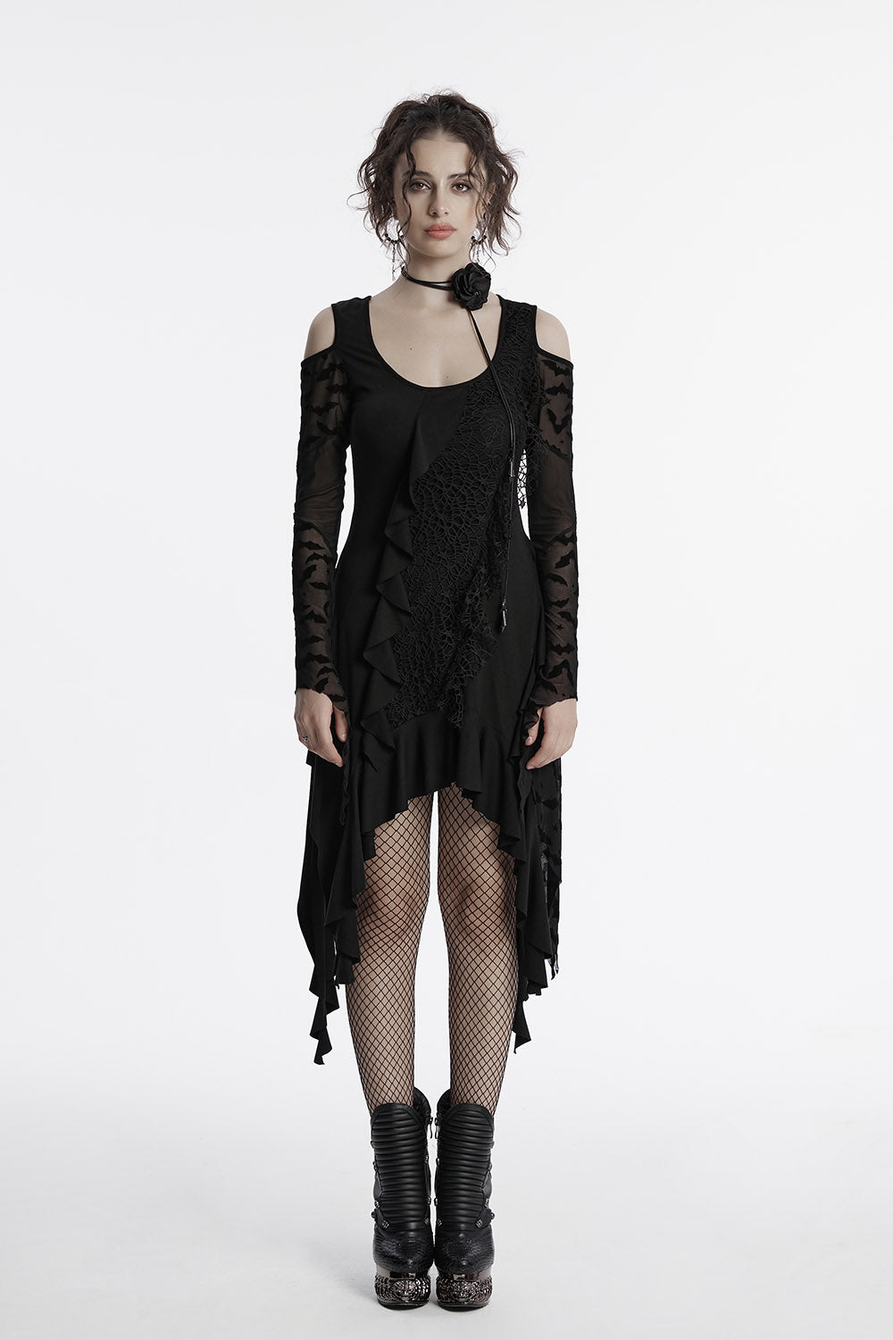 Celestial Cold Shoulder Witchy Hem Dress